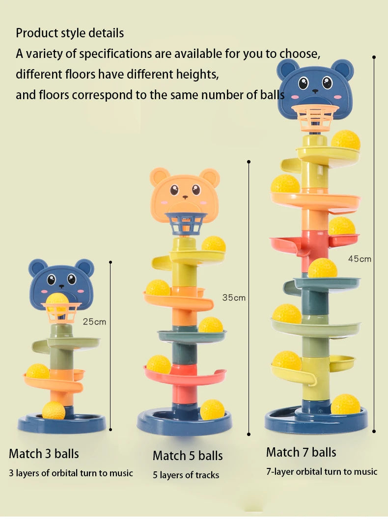 Baby Toys Rolling Ball Pile Tower Early Educational Toy For Babies Rotating Track Educational Baby Gift Stacking Toy ForChildren