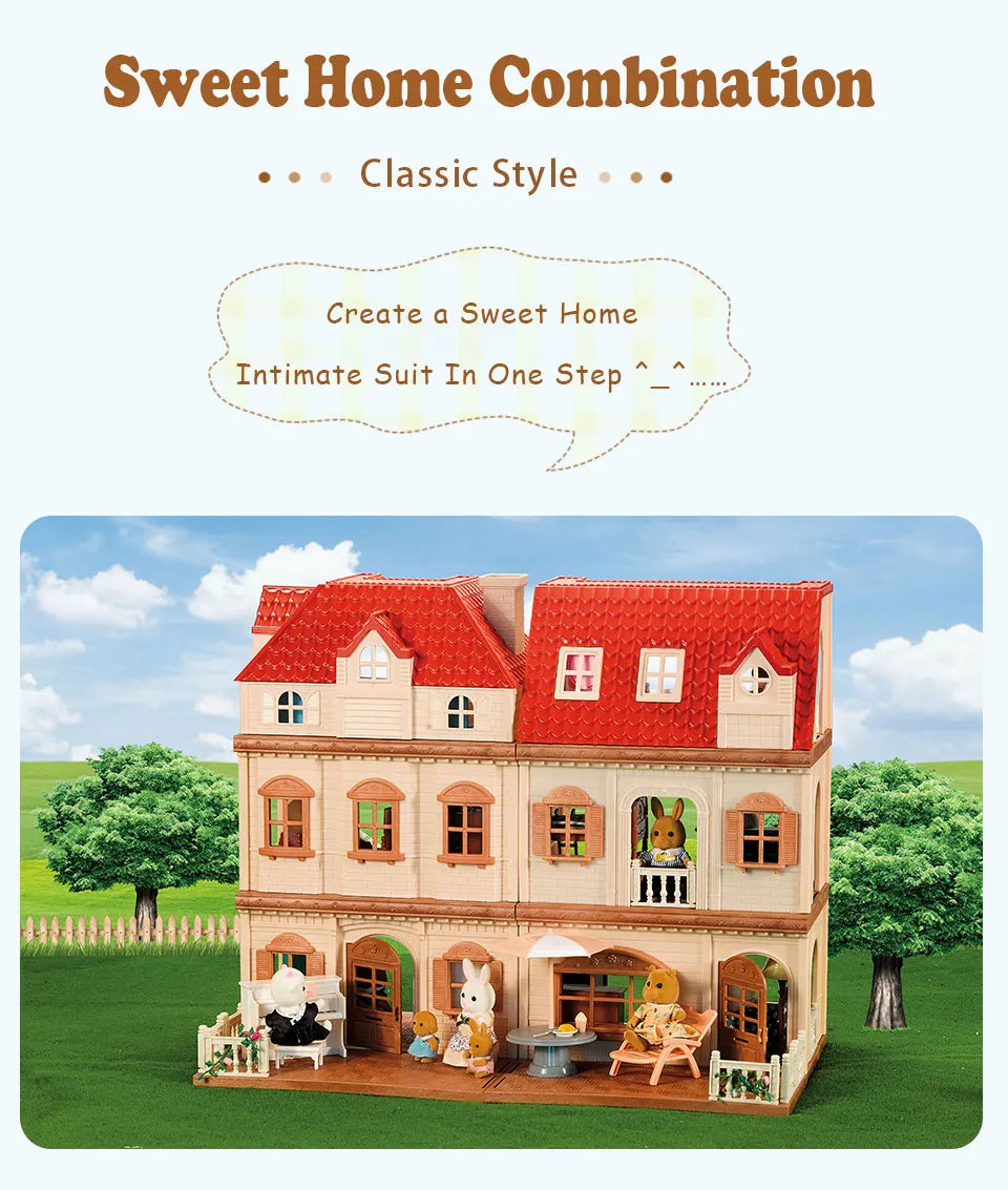 Forest Family Dream Dollhouse Villa – 3-Storey Playset