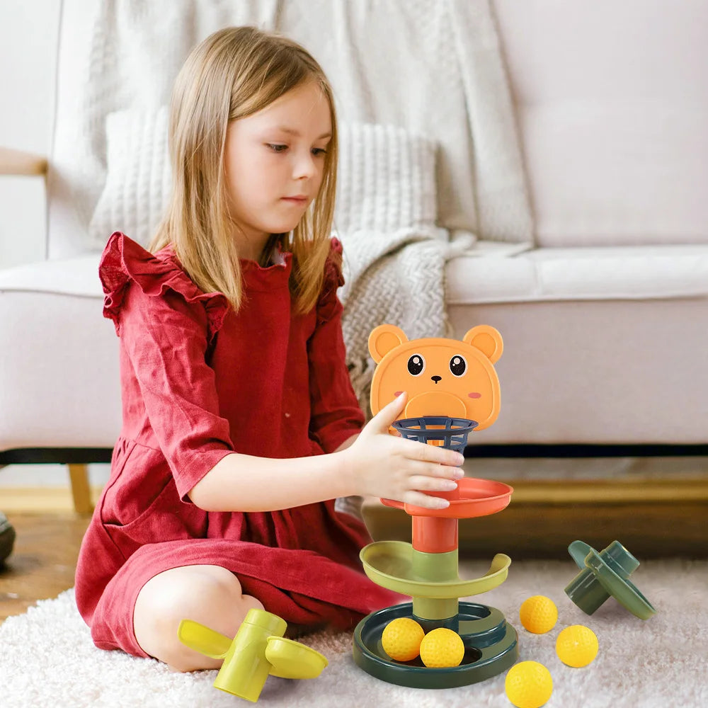 Baby Toys Rolling Ball Pile Tower Early Educational Toy For Babies Rotating Track Educational Baby Gift Stacking Toy ForChildren