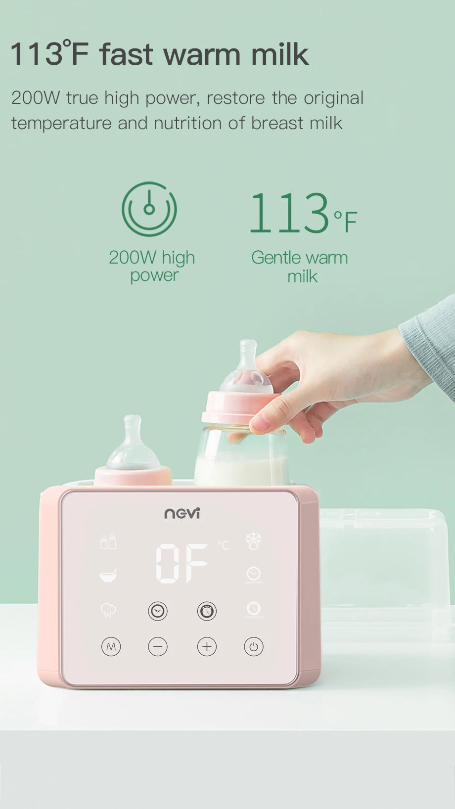 Baby Bottle Warmer & Bottle Sterilizer, Double Bottle Warmer for Breast Milk, LCD Display Accurate Temperature Control