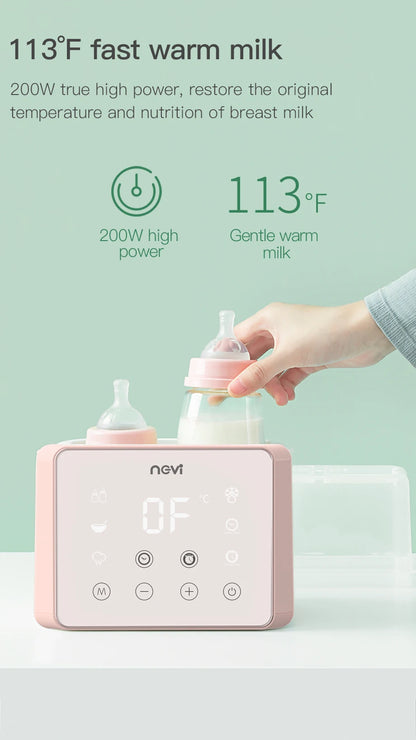 Baby Bottle Warmer & Bottle Sterilizer, Double Bottle Warmer for Breast Milk, LCD Display Accurate Temperature Control