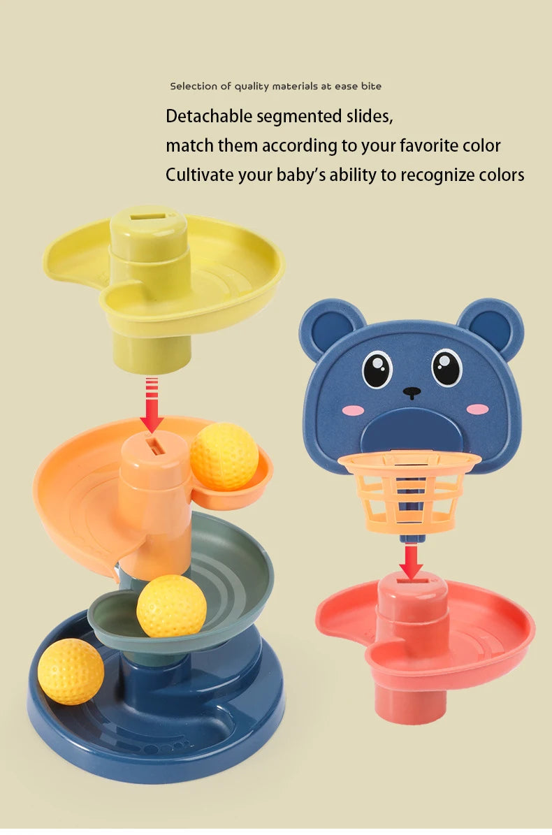 Baby Toys Rolling Ball Pile Tower Early Educational Toy For Babies Rotating Track Educational Baby Gift Stacking Toy ForChildren