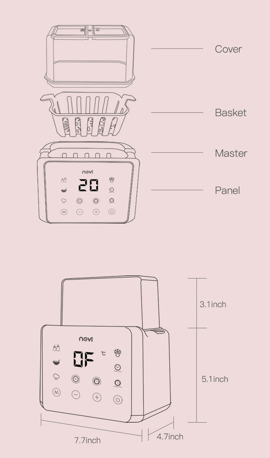 Baby Bottle Warmer & Bottle Sterilizer, Double Bottle Warmer for Breast Milk, LCD Display Accurate Temperature Control