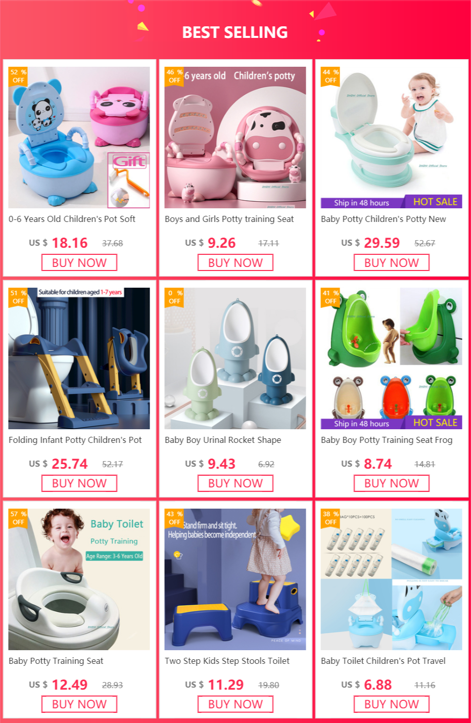 1-6 Years Old Children's Pot Cute Baby Toilet Seat Easy to Clean Baby Potty Portable Stool Boys And Girls Safe Trainer Seat WC