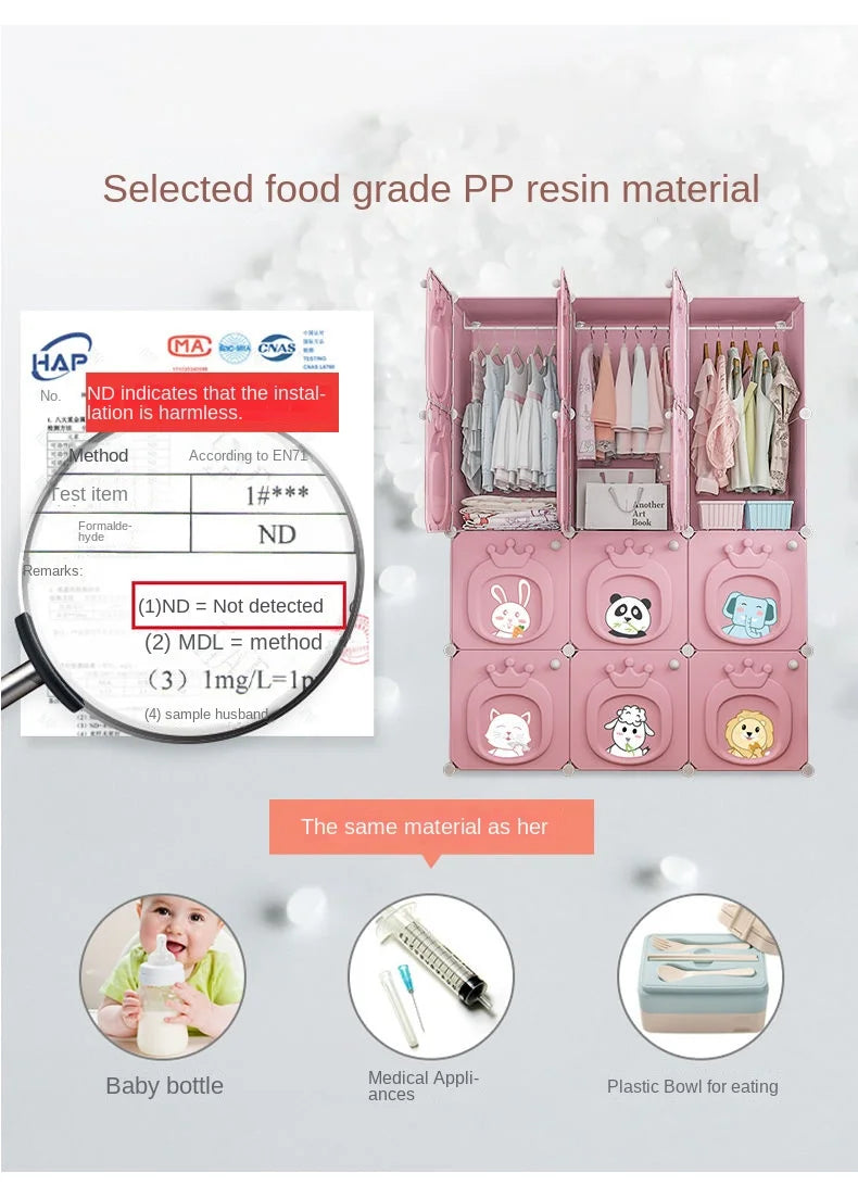 Modern Simplicity Children Bedroom Furniture Folding Wardrobe Cabinets Storage Locker Plastic Collapsible Box Clothes Closet