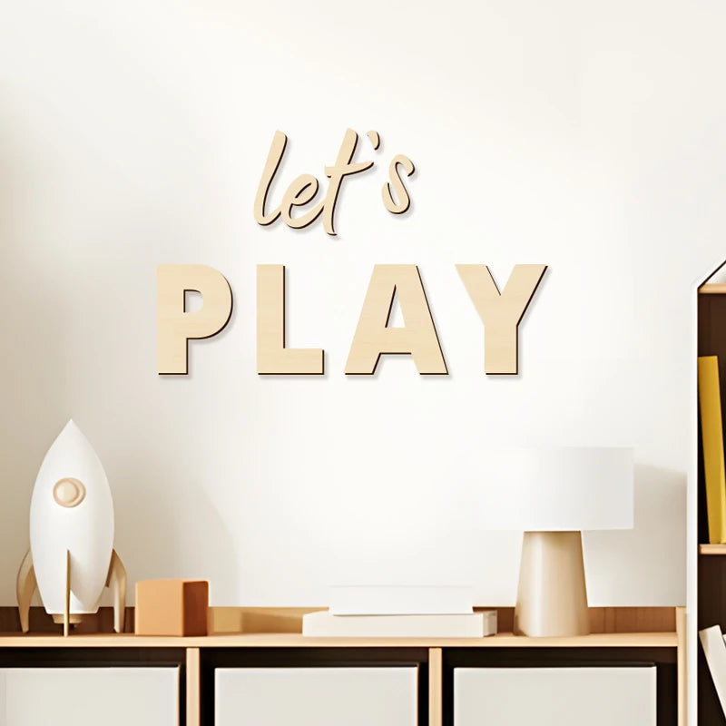 “Let’s Play” Wooden Wall Sign – Playroom Magic Starts Here