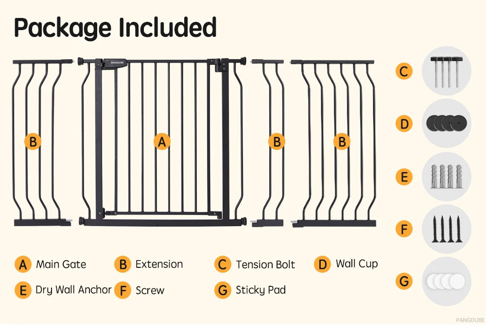 75~147cm Fence Playpen Baby Gate Children's Safety Barrier Stair Security Door for Dogs Pressure-mounted Baby Safety Gate
