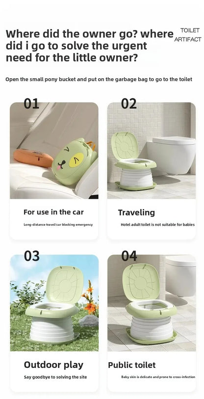 Portable Folding Children's Toilet Trainer for Outdoor Camping Car Travel Emergency Urinal Basin Baby Training Seat