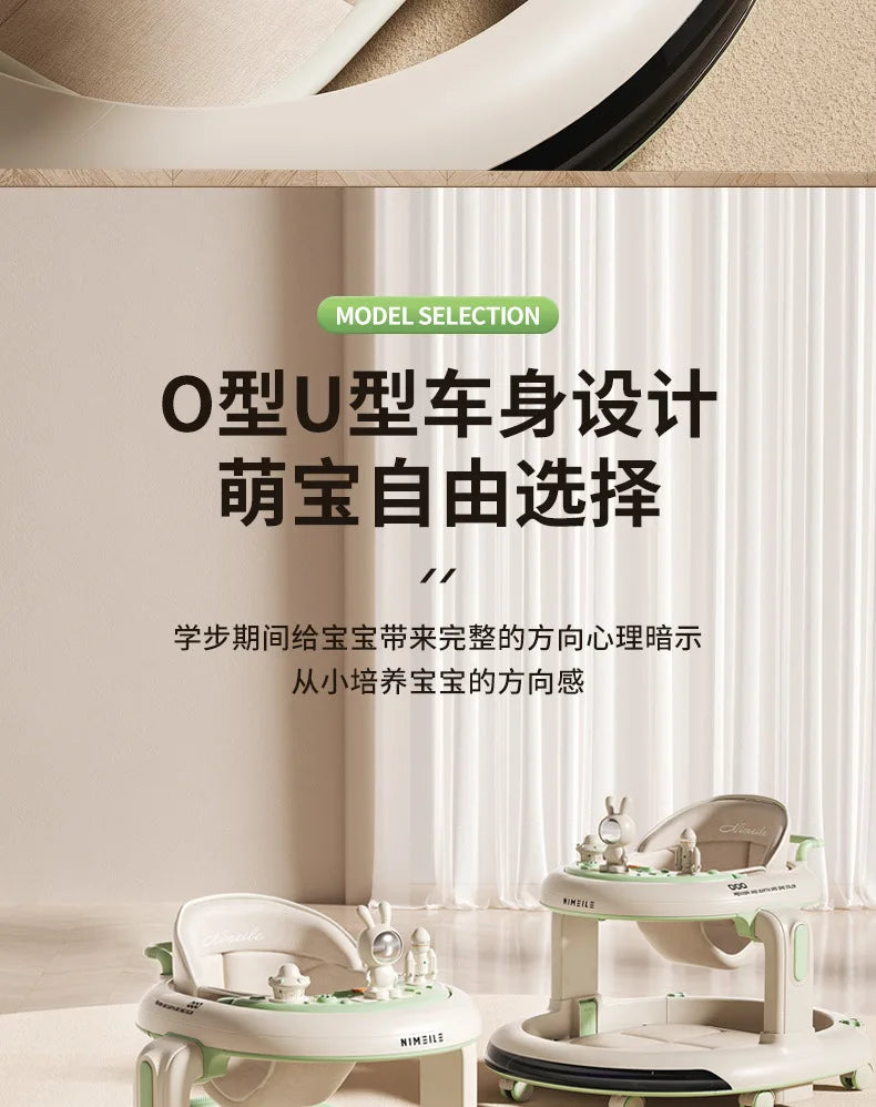 Baby Walker Anti-Rollover Trolley Multifunctional Toddler Walking Assistant Walkers Foldable Activity Walker With Music Toy