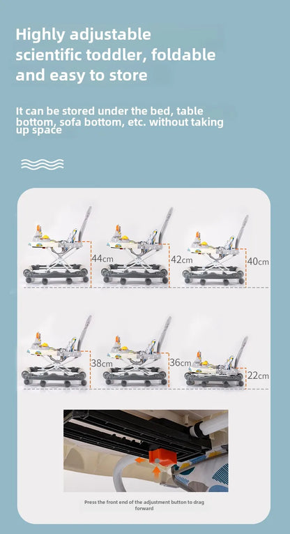 Anti-rollover Children's Multi-functional Baby Walker Baby Trolley with Musical Walker