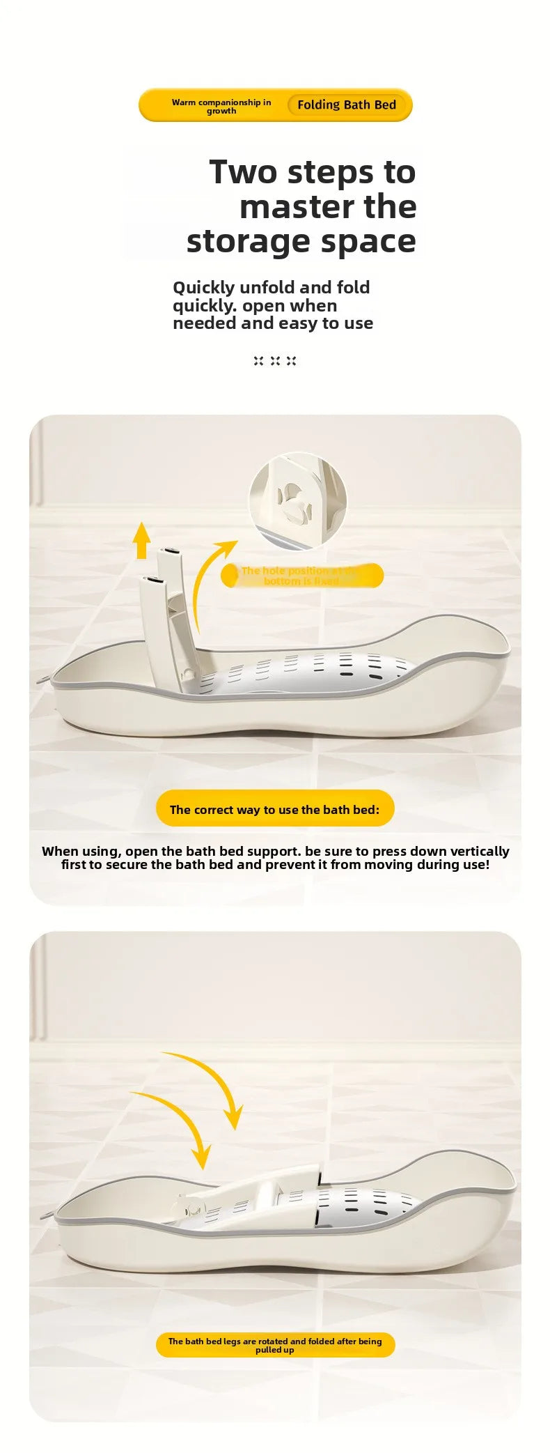 Newborn Bath Lying Rack, Baby Convertible Sit-Lie Bath Bed with Temperature Sensing, Universal Non-Slip Bath Net, Parent Helper