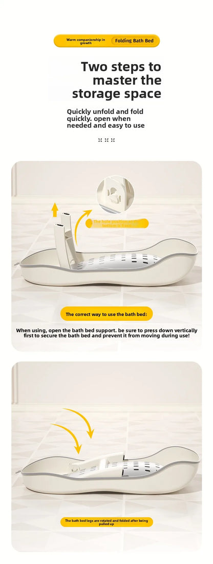 Newborn Bath Lying Rack, Baby Convertible Sit-Lie Bath Bed with Temperature Sensing, Universal Non-Slip Bath Net, Parent Helper