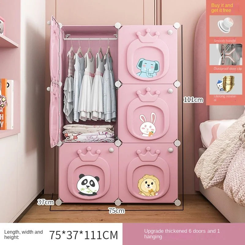 Modern Simplicity Children Bedroom Furniture Folding Wardrobe Cabinets Storage Locker Plastic Collapsible Box Clothes Closet
