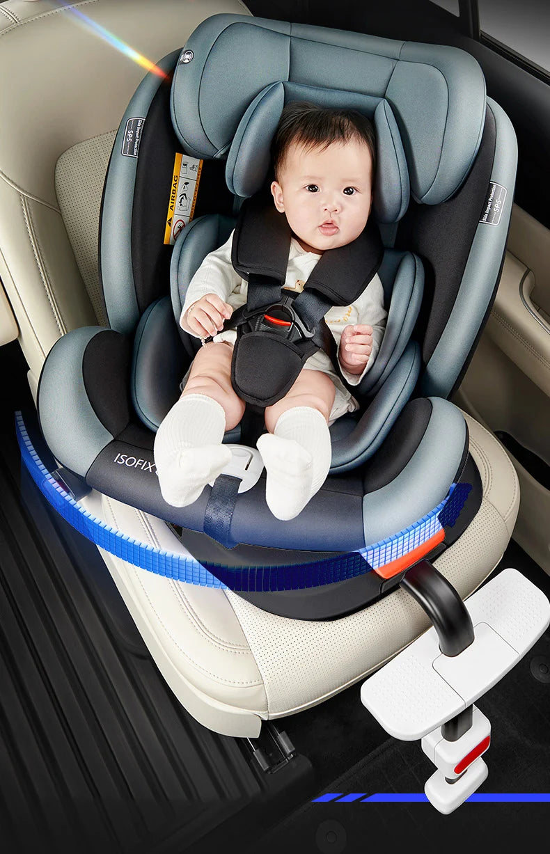 Child Car Safety Seats with ISOFIX for Baby Adjustable 360 Rotating Direction Angle 0-12 Years Suitable Car Seat with Footrest