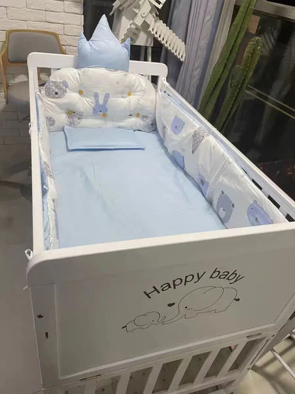 European Style 6-in-1 White Wooden Baby Crib