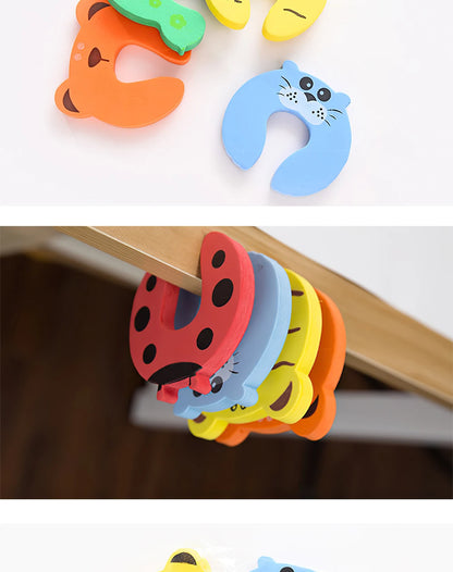 10Pcs  Baby Safety For Newborn Furniture Protection Card Door Stopper Security Cute Animal Care Child Lock Finger Protector