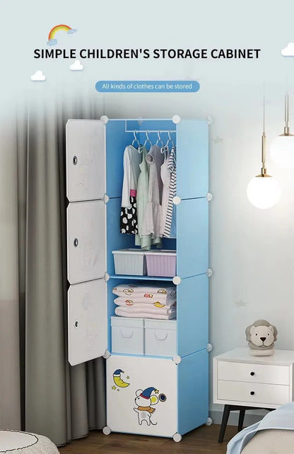 Diy Foldable Bedroom Organizer Closet Baby Wardrobe Plastic Kids Plastic Storage Cabinet Wardrobe For Clothes