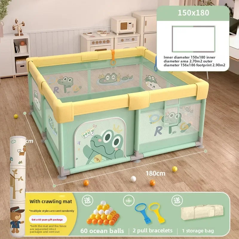 Safety Fence Foldable Baby Playpen Indoor Toddler Activity Area Crawling Mat Easy Assembly Non-Toxic Materials Indoor Playground