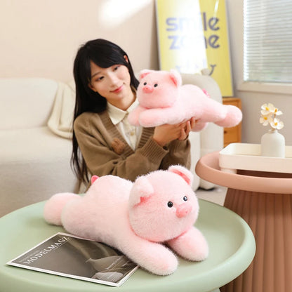 Pink Pig Soft Stuffed Plush Toys Lie Down Cute Pig Dolls Love Tail Cushion Stuffed Plushies Valentine's Day Gifts For Girls