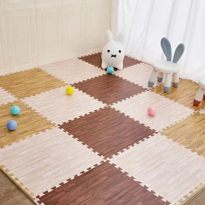 Wood Grain Foam Play Mat – Style Meets Safety 12pcs