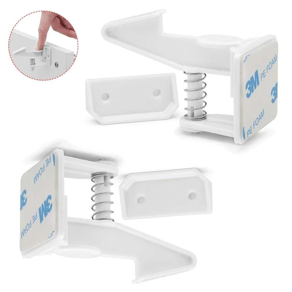 5/10Pcs Baby Cabinet Locks Invisible Closet and drawer Lock Child Security Protector No Drilling Installation White