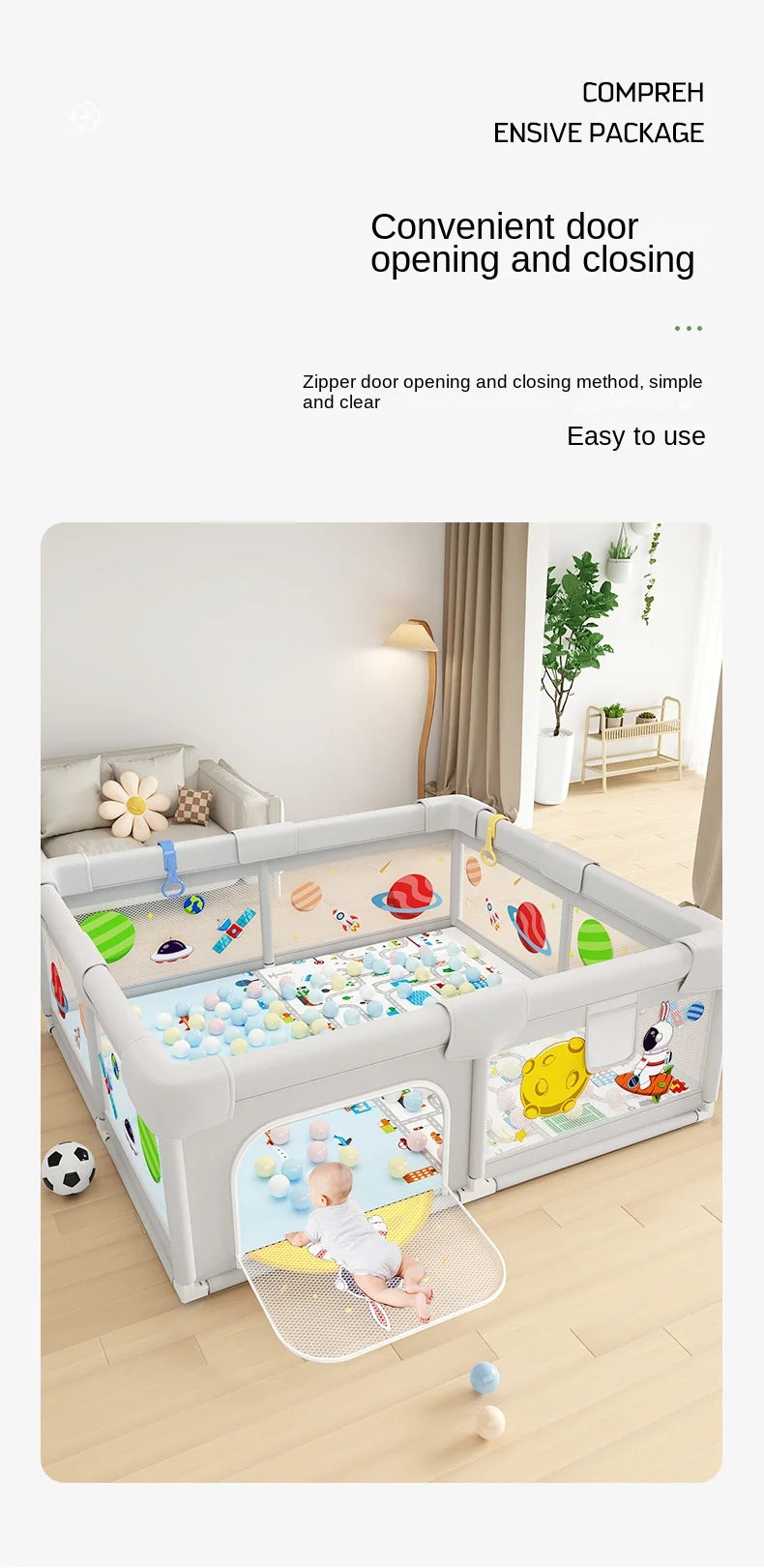 Baby Playpen Indoor Play Area for Infants Room Play Enclosure for Toddler Crawling Safety Barrier Includes 1.5cm Thick Floor Mat