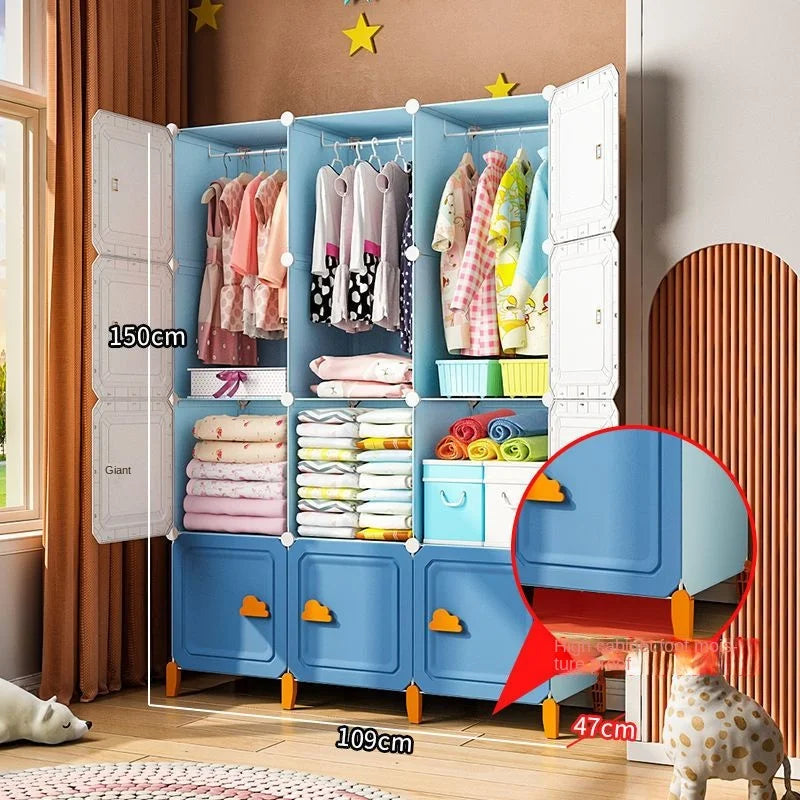 Modern Household Wardrobe Bedroom Furniture Organizer Rack Multilayer Plastics Storage Cabinets Of Collapsible Children Locker
