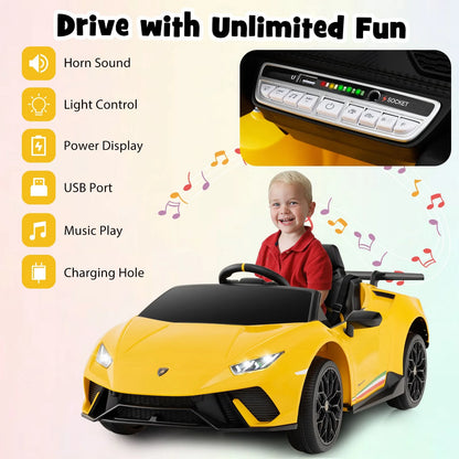 Licensed Lamborghini 12V Kids Electric Ride-On Car – Yellow