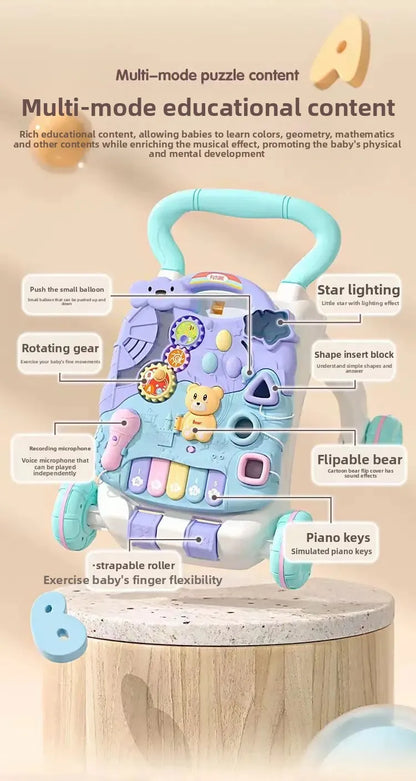 Anti-Tip Baby Walker Push Cart Toy for Learning to Walk 3-18 Months Hand Push Step Assisting Child Development Products