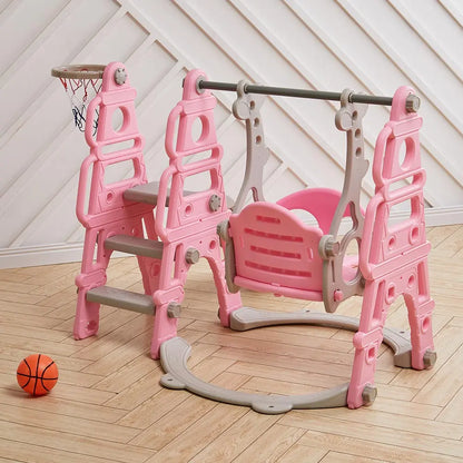 BabyBlush Toddler Swing, Slide & Basketball Playset