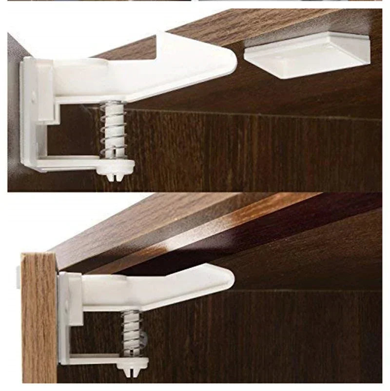 5/10Pcs Baby Cabinet Locks Invisible Closet and drawer Lock Child Security Protector No Drilling Installation White