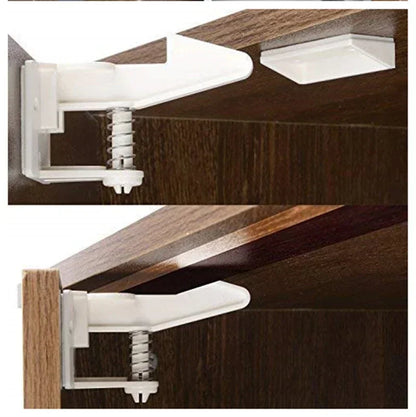 5/10Pcs Baby Cabinet Locks Invisible Closet and drawer Lock Child Security Protector No Drilling Installation White