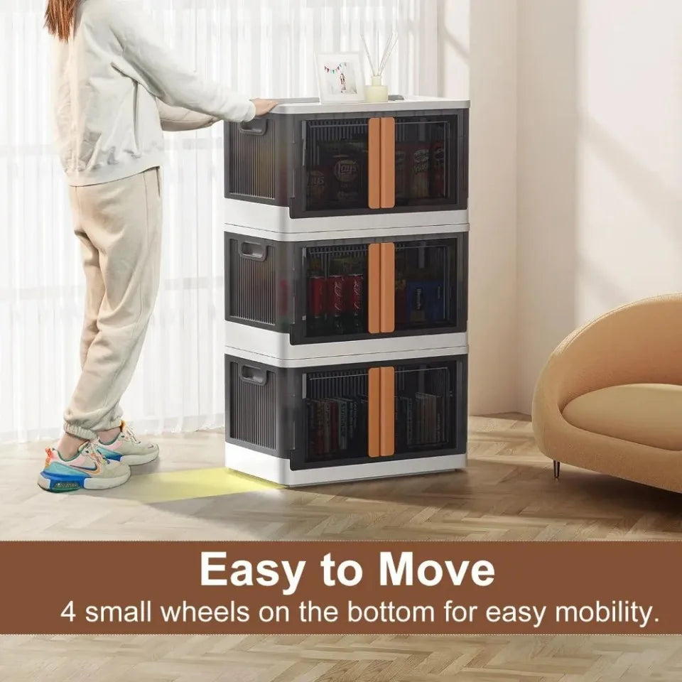 Folding Wardrobe Storage Cabinet Installation Free Movable Transparent Kids Clothing Organization Simple Foldable Closet Cabinet