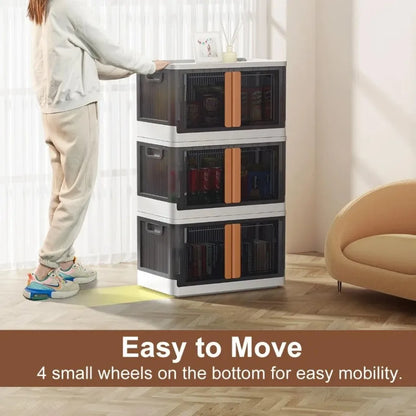 Folding Wardrobe Storage Cabinet Installation Free Movable Transparent Kids Clothing Organization Simple Foldable Closet Cabinet