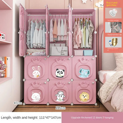 Modern Simplicity Children Bedroom Furniture Folding Wardrobe Cabinets Storage Locker Plastic Collapsible Box Clothes Closet