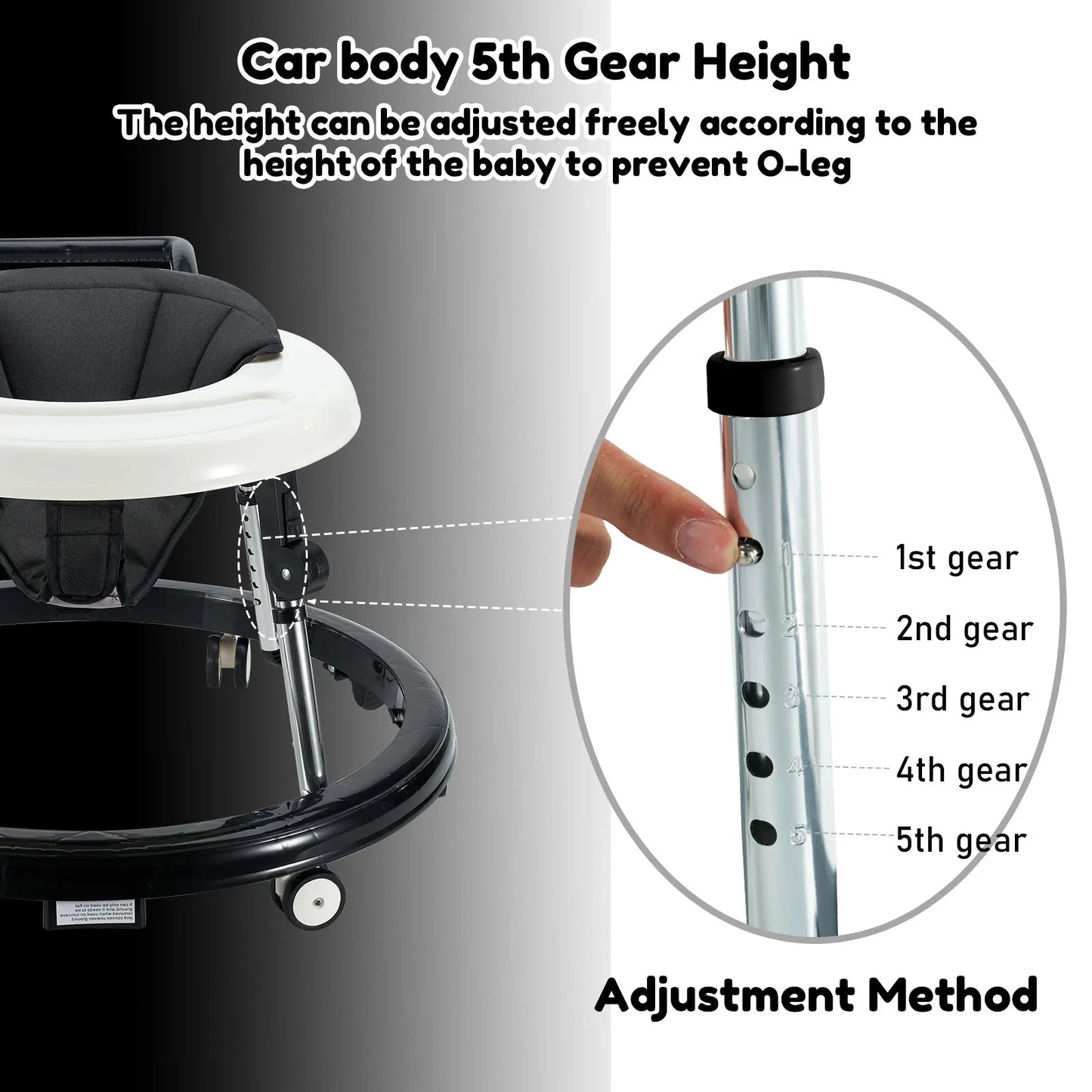 Foldable Baby Walker – 5 Height Levels & Smooth Glide Wheels
