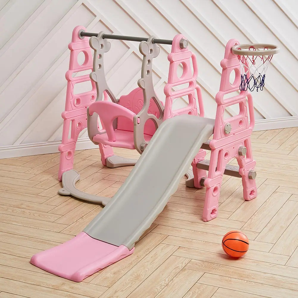 BabyBlush Toddler Swing, Slide & Basketball Playset