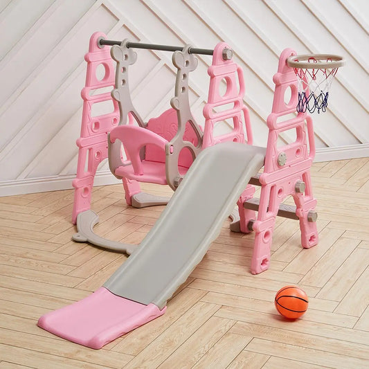 BabyBlush Toddler Swing, Slide & Basketball Playset