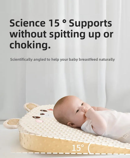 Baby Slope Pillow - Breathable Newborn Pillow for Preventing Milk Choking and Spitting Up - Lying-Down Feeding and Sleeping Aid