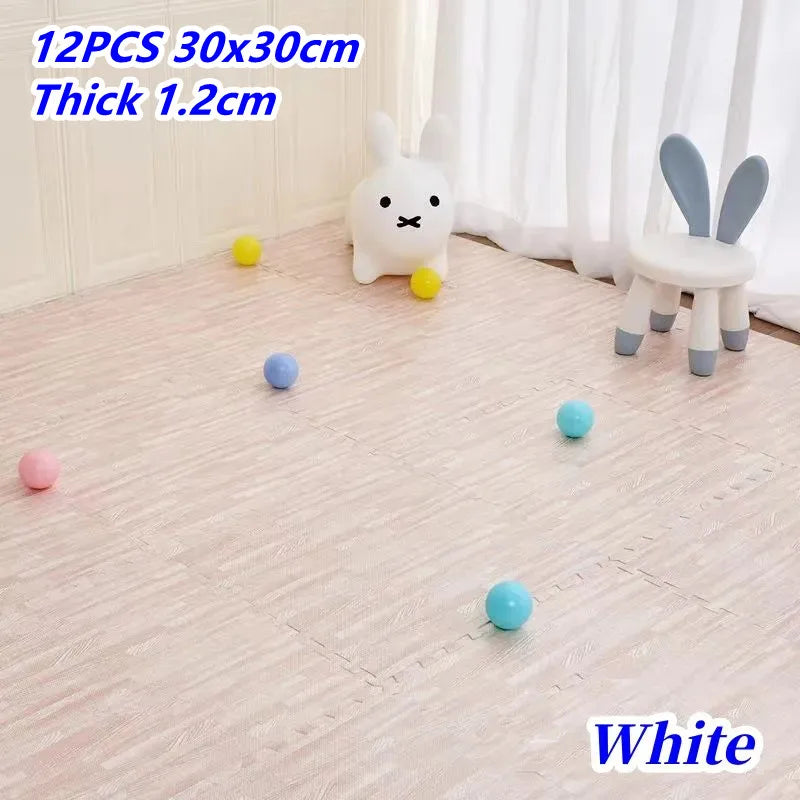 Wood Grain Foam Play Mat – Style Meets Safety 12pcs