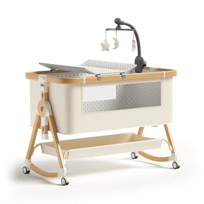 Multifunctional Baby Crib – Adjustable Height, Foldable & Movable