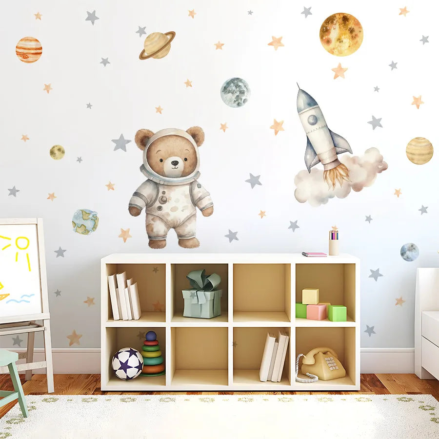 Astronaut Bear Wall Stickers – Dream Big, Little Explorer