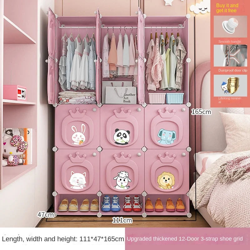 Modern Simplicity Children Bedroom Furniture Folding Wardrobe Cabinets Storage Locker Plastic Collapsible Box Clothes Closet