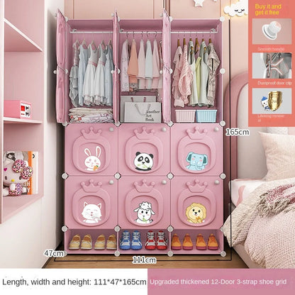 Modern Simplicity Children Bedroom Furniture Folding Wardrobe Cabinets Storage Locker Plastic Collapsible Box Clothes Closet