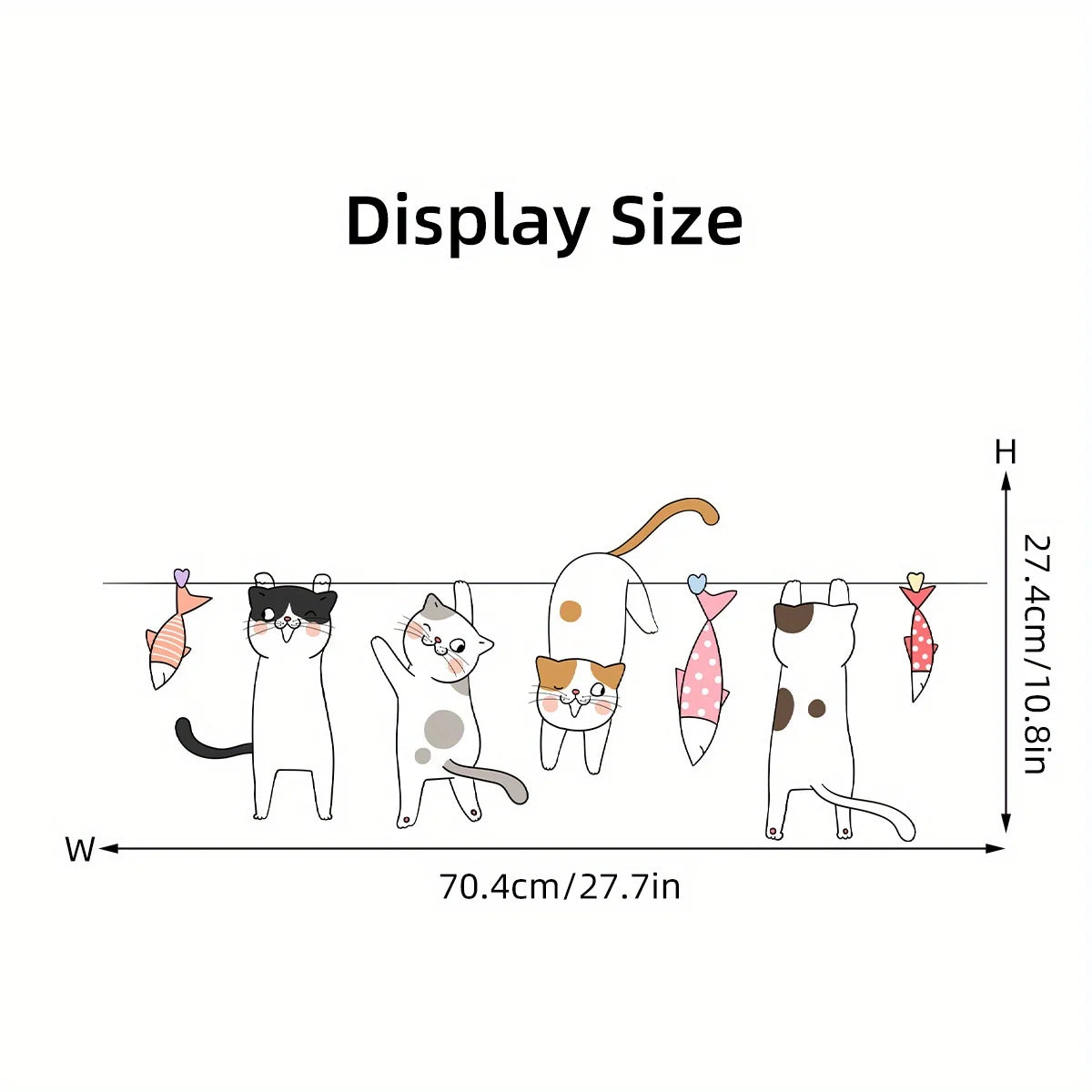 Cute Cat & Fish Wall Stickers – Playful Nursery Charm