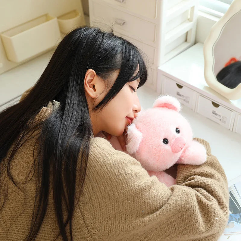 Pink Pig Soft Stuffed Plush Toys Lie Down Cute Pig Dolls Love Tail Cushion Stuffed Plushies Valentine's Day Gifts For Girls