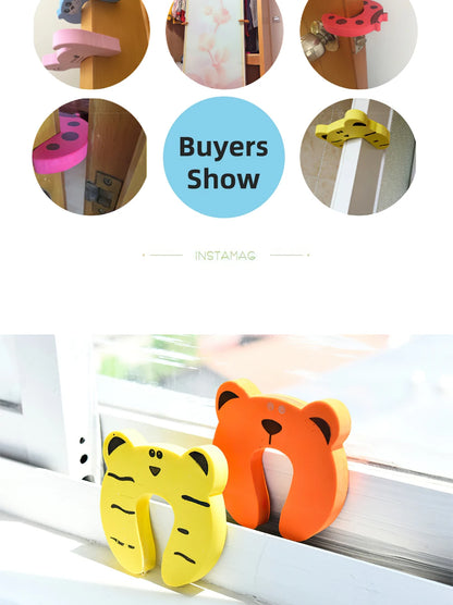 10Pcs  Baby Safety For Newborn Furniture Protection Card Door Stopper Security Cute Animal Care Child Lock Finger Protector