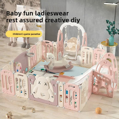 Kids Indoor Safety Playpen Foldable Baby Barrier Slide Swing Fun Activity Center Toddlers Home Use Secure Protective Play Area