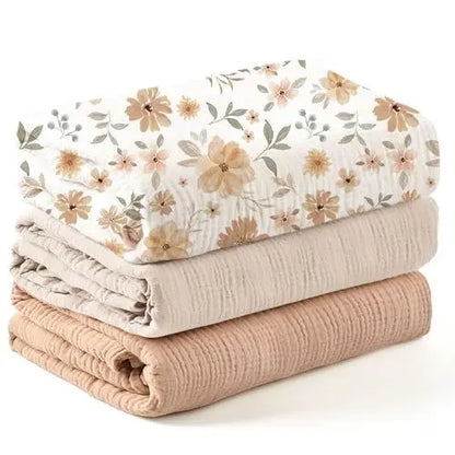 Baby cotton yarn quilt three-piece wrapping towel newborn six-layer wrapping blanket