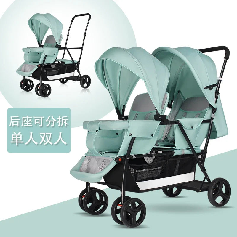 2025The Twin Strollers Sit Back and Forth in The Wheelbarrow, The Size of The Trolley, The Twin Trolley Can Sit and Lie Down.